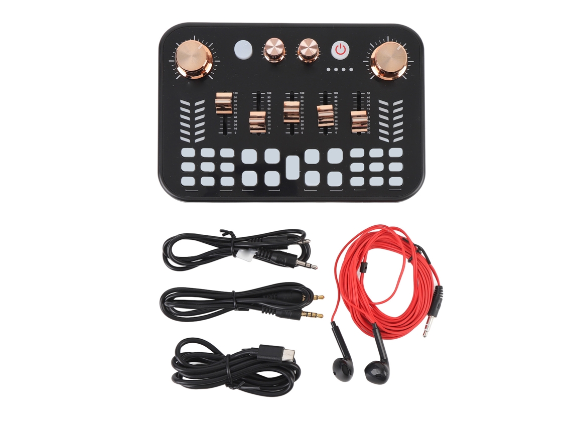 Aetheria conjunto de Equipamentos para Podcast com Placa de Som, Mixer Bluetooth e Altera de Voz para Transmissão Ao Vivo