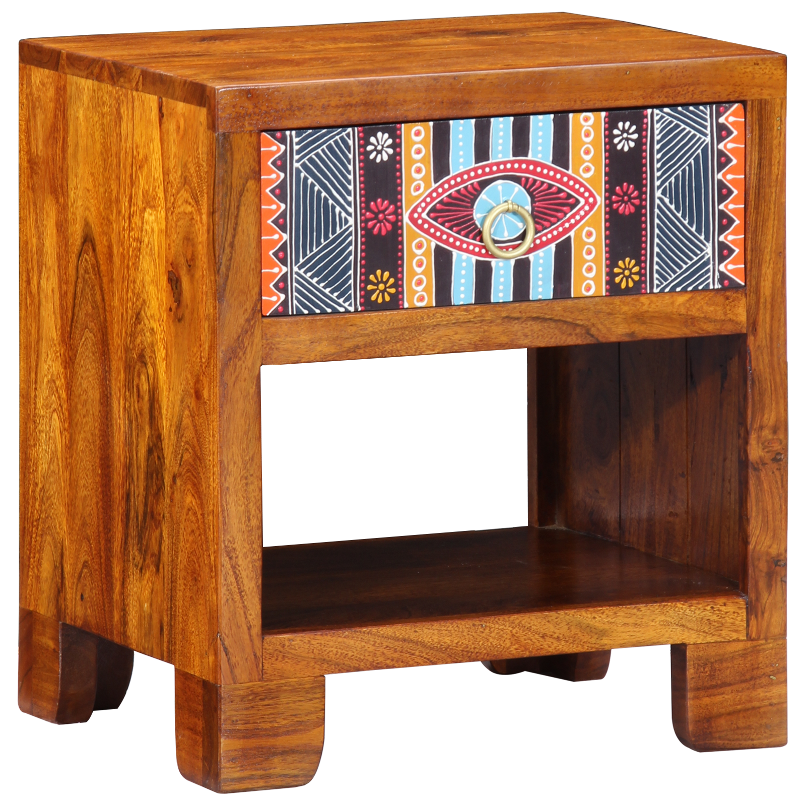 Conjunto 1 Estante De Armazenamento Vidaxl Multicolorido Madeira De Acácia Maciça (40 X 35 X 45 Cm)
