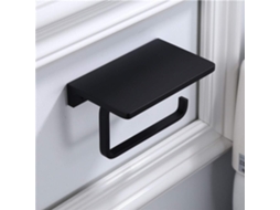 Suporte De Parede Preto Para Papel Higiênico Com Prateleira.
