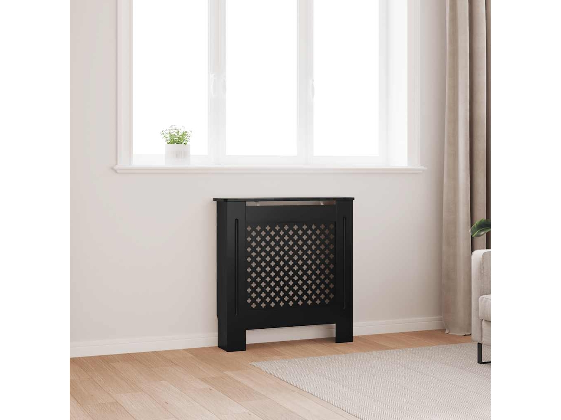 Vidaxl Cobertura De Radiador Mdf 78 Cm Preto