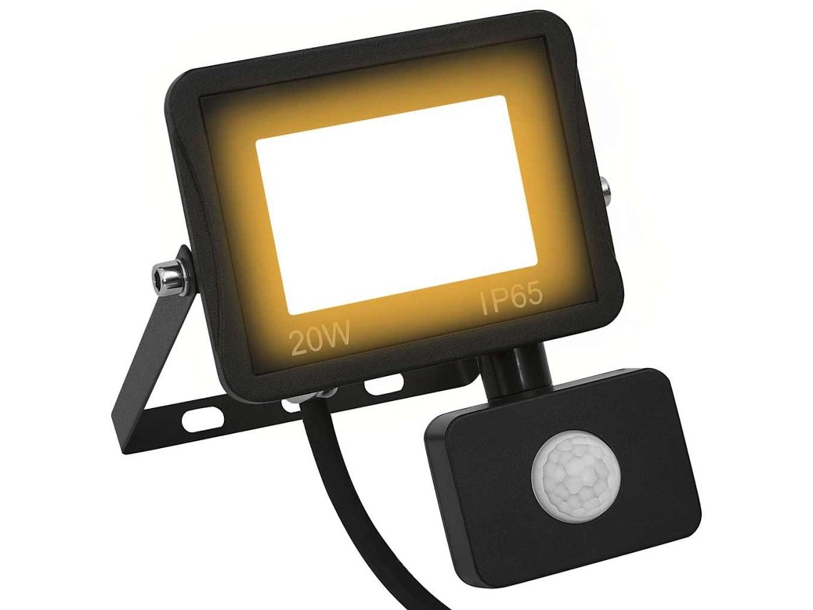 Vidaxl Projetor C/ Iluminação Led E Sensor 20 W Branco Quente