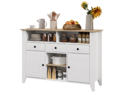 Aparador de cozinha com 3 gavetas, 2 armários, 2 prateleiras ajustáveis, branco, 120x38x81,5 cm S/MARCA