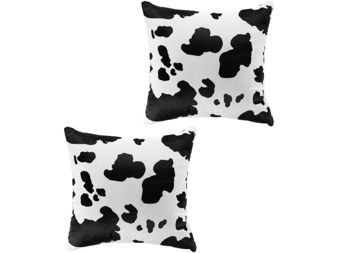 Conjunto de 2 Capas Almofada Decorativas em Algodão com Estampa Vaca e Zíper Invisível, Ideais CHABERLU