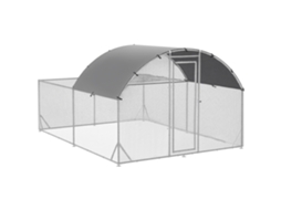 Galinheiro Grande para Exterior, 380x280x195 Cm, para 10 12 Galinhas, com Cobertura de Tecido, para Galinhas, Coelhos e Patos, Cor Prata. VELTUS TRADE