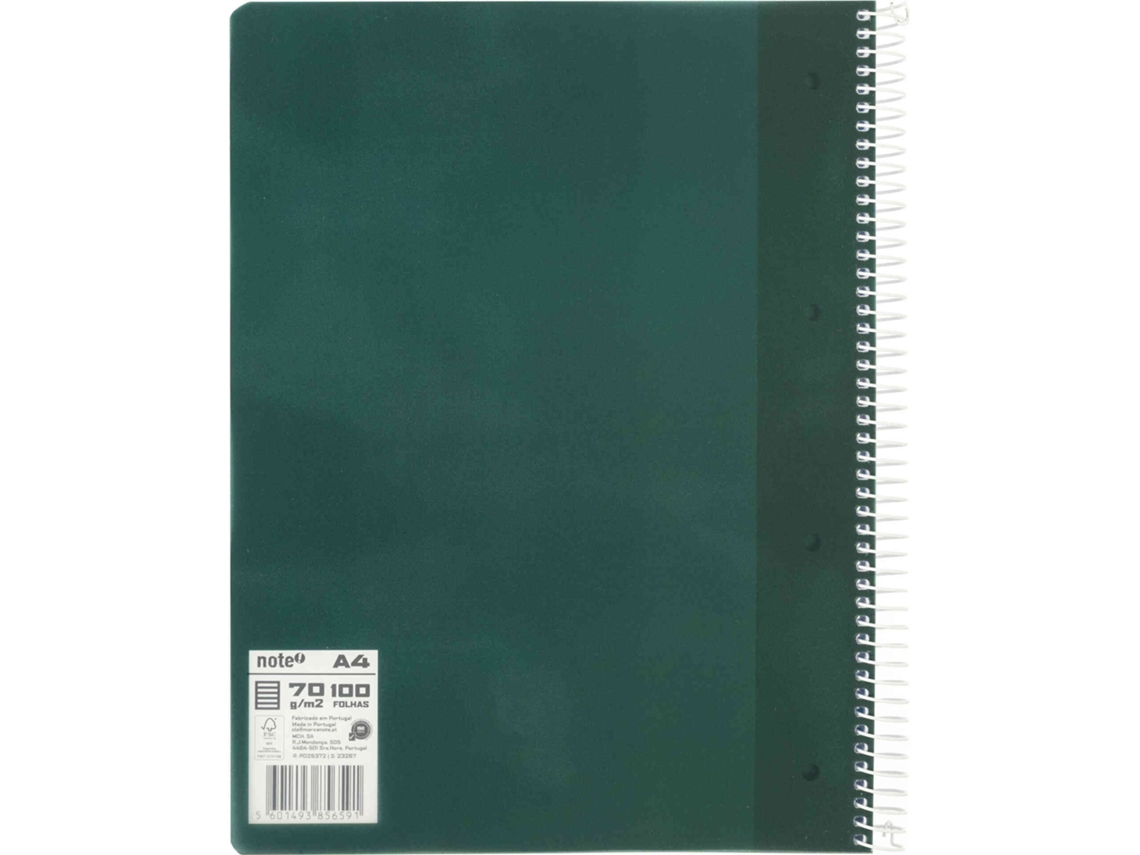 Caderno Espiral Pautado A4 Verde Escuro Note!