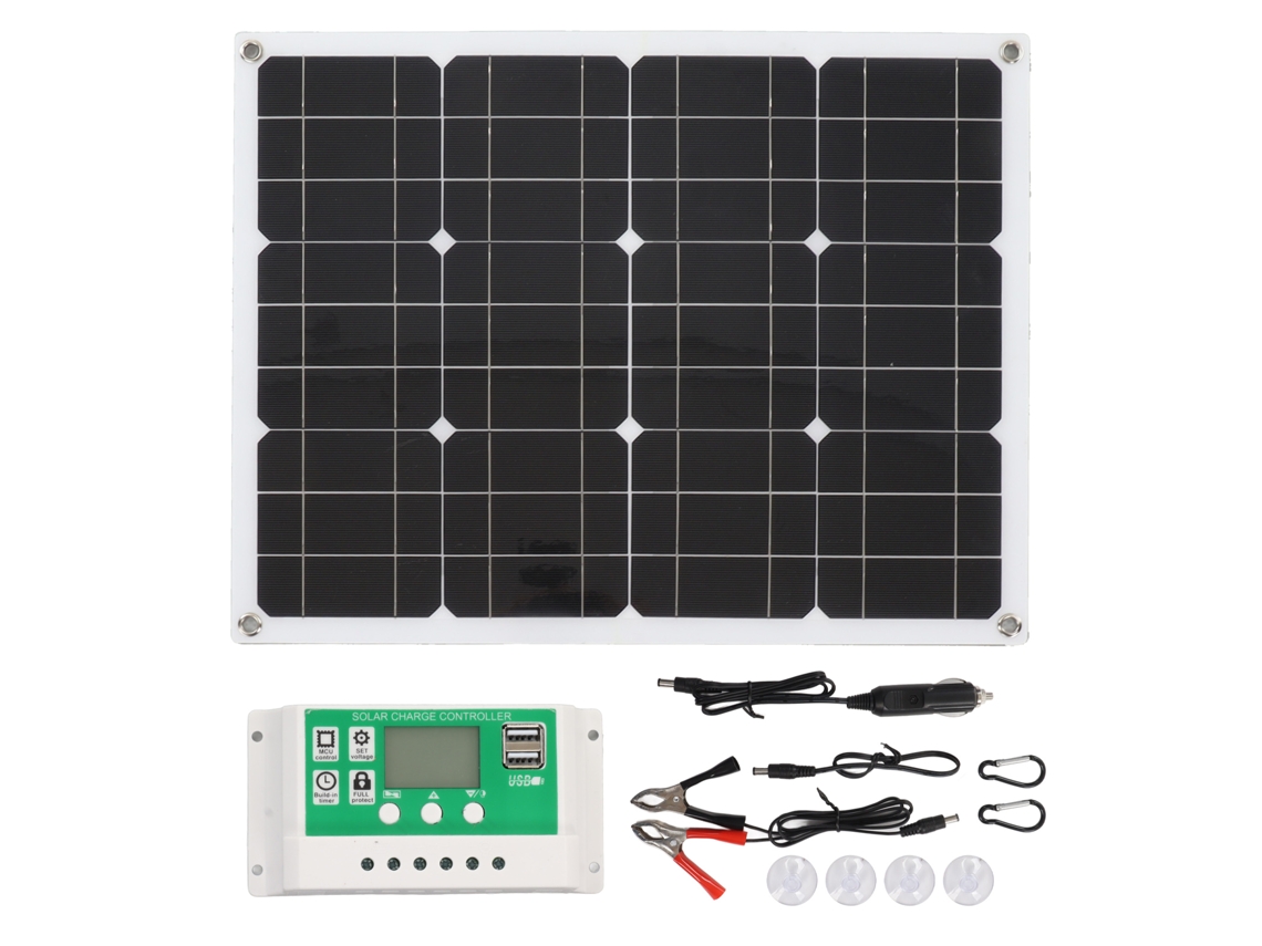 Painel solar monocristalino (40 W de potência, compatível com diversas baterias)
