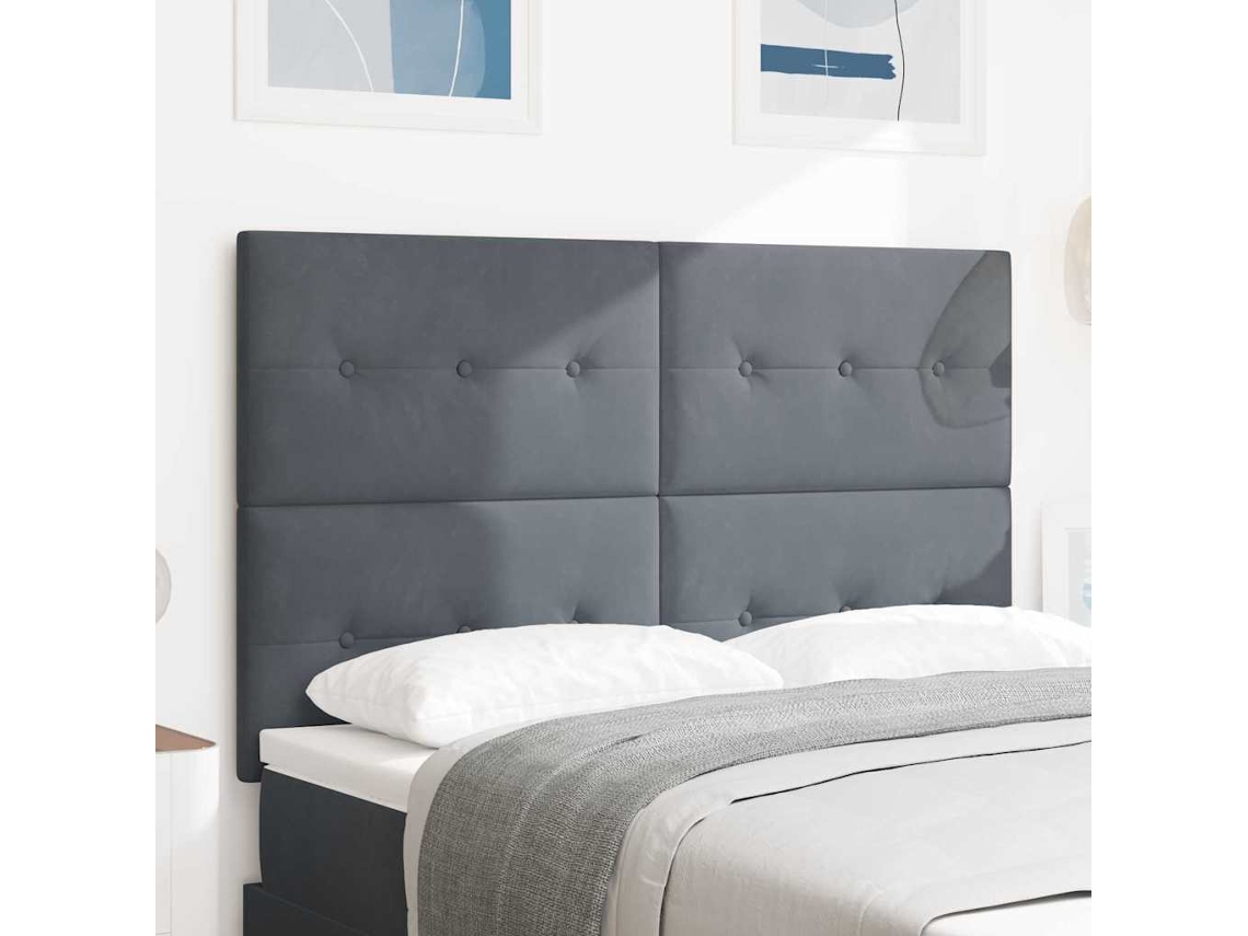 Vidaxl Cabeceira Cinza Escuro 144 Cm Veludo