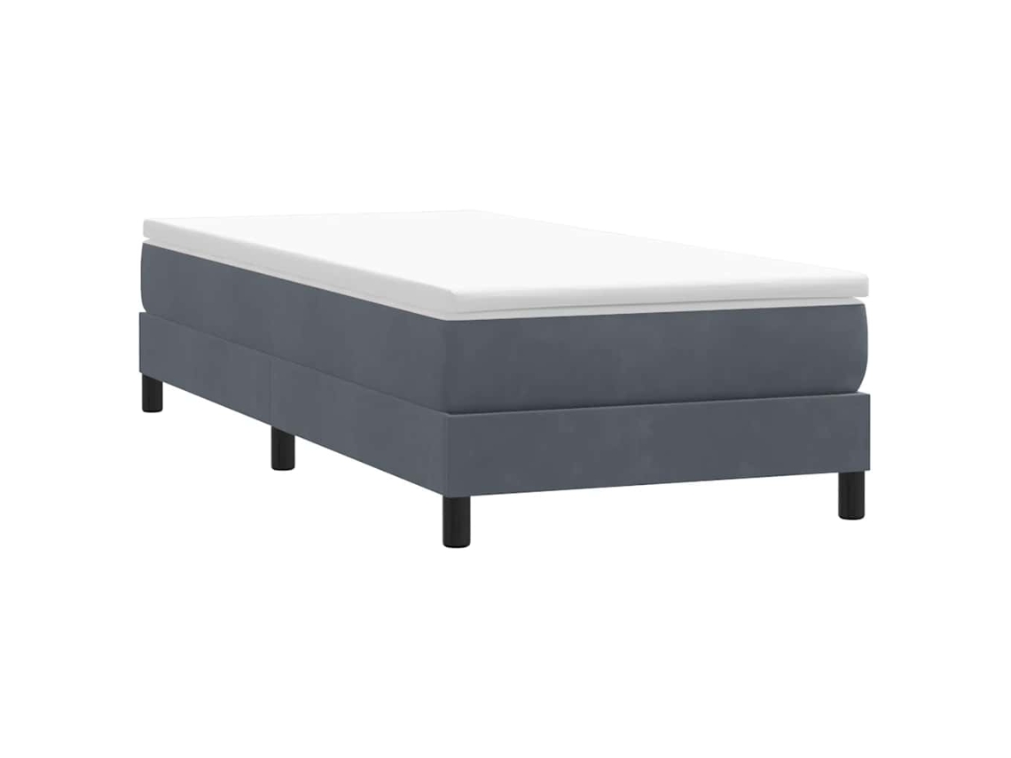 Vidaxl Box Cama Primavera Sem Colchão Cinzento Escuro 100x210cm Veludo