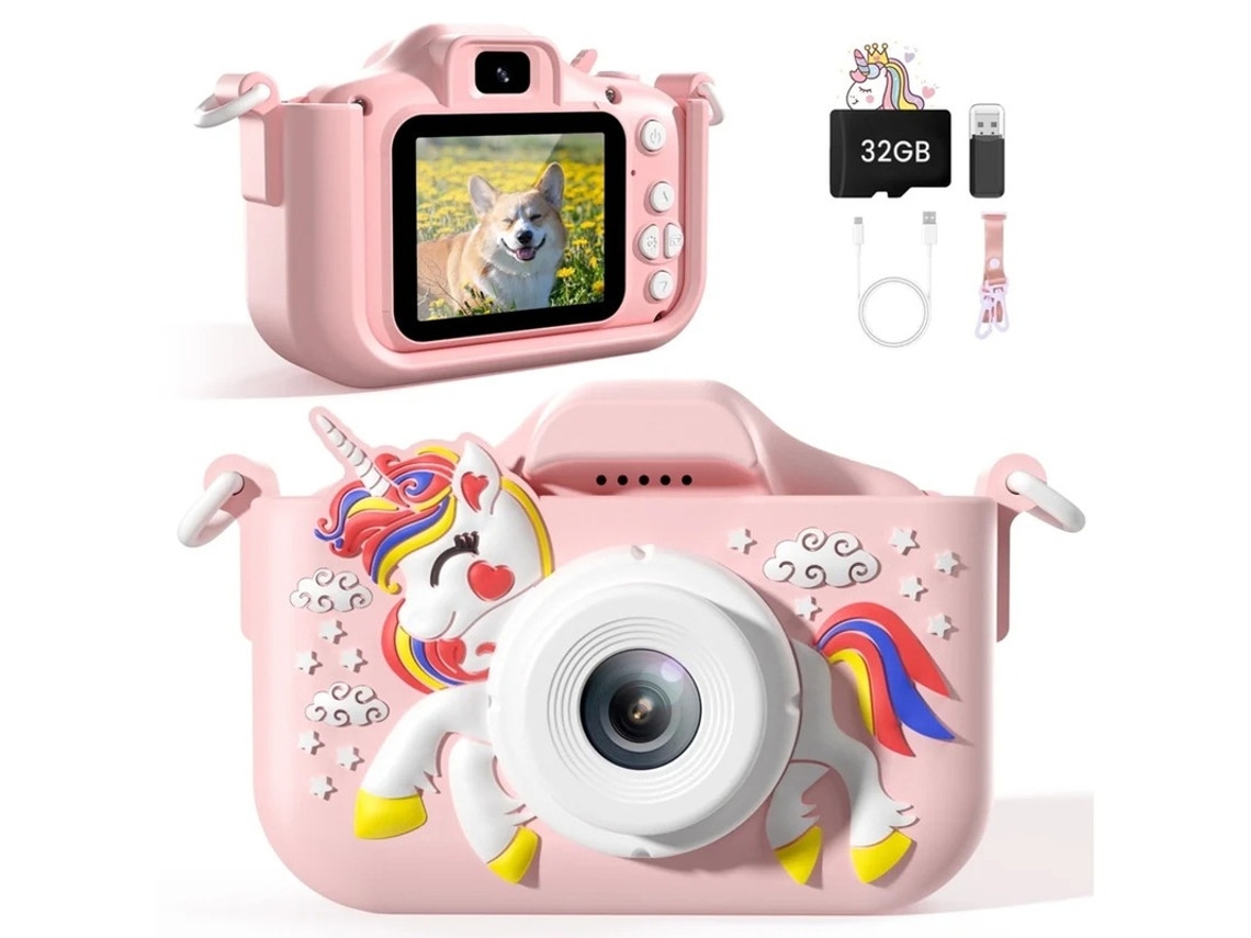 Minicâmera infantil multifuncional Yizhood, câmera dupla HD 1080P com cartão de 32 GB