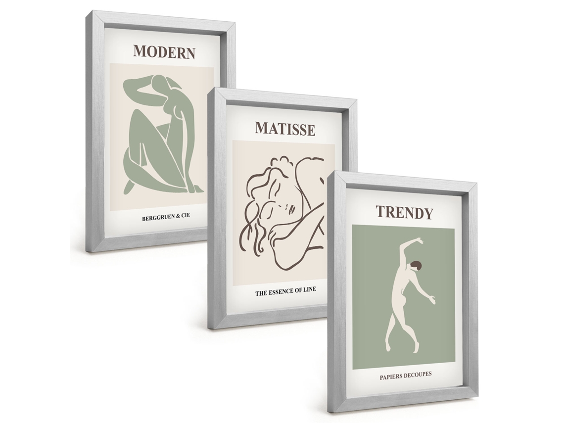 Composição De Quadros Figuras Minimalistas Elegantes Espelharte (3 Peças 20x30 Cm)