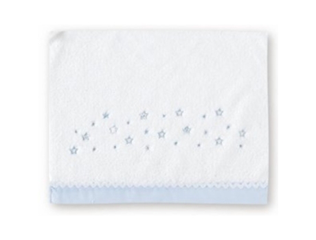 Lençol Algodão  para Berço Star Branco e Azul