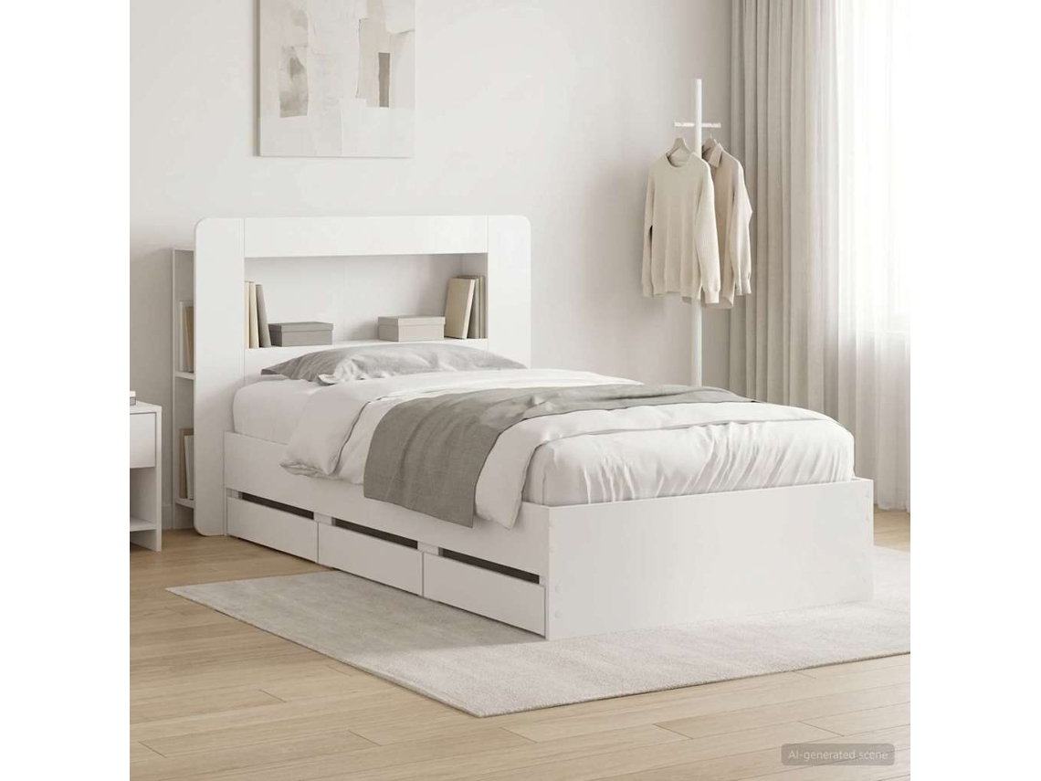 Vidaxl Estrutura de Cama com Armazenamento Branco 75 X 190 Cm