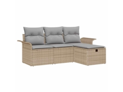 Conjunto de Sofá de Jardim 4 Pcs Bege Rattan Sintético HARLANV1