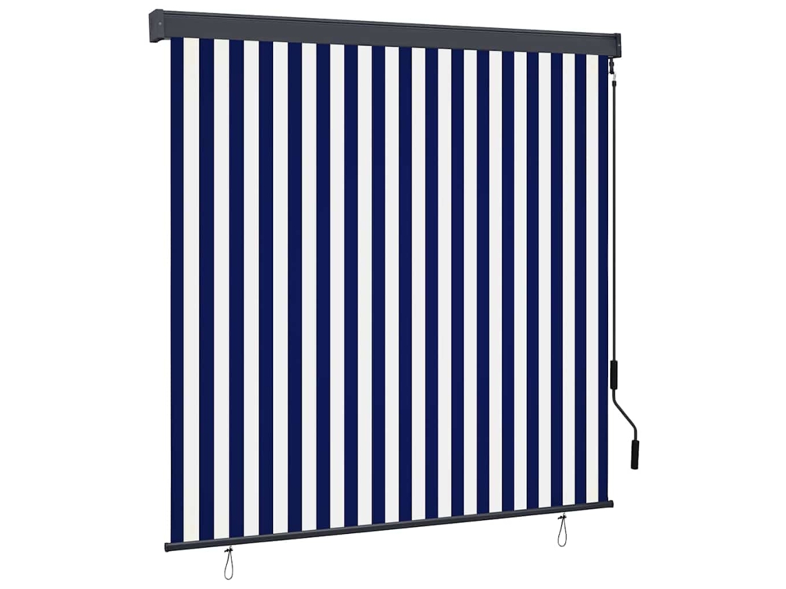 Vidaxl Estores De Rolo Azul E Branco 180 X 250 Cm Tecido E Alumínio