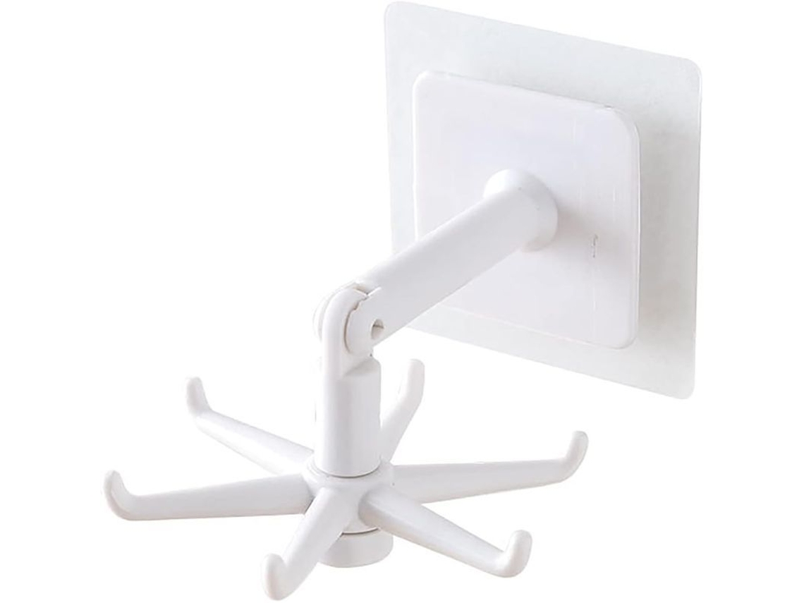 Repisa de Cozinha Montada em Parede com Ganchos Rotativos, Branco, 2 Piezas | S/MARCA