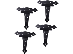 Conjunto De 4 Dobradiças Reforçadas Em Formato T, Na Cor Preta, Para
