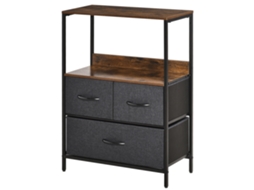 Cômoda Multiuso com 3 Gavetas Dobráveis de Tecido. Móveis da Sala e do Quarto. 58x29x81,5cm. Cinza Escuro Ge
