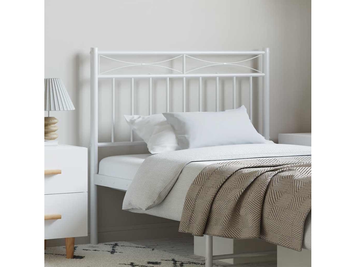 Vidaxl Cabeceira De Substituição 100 Cm Metal Branco