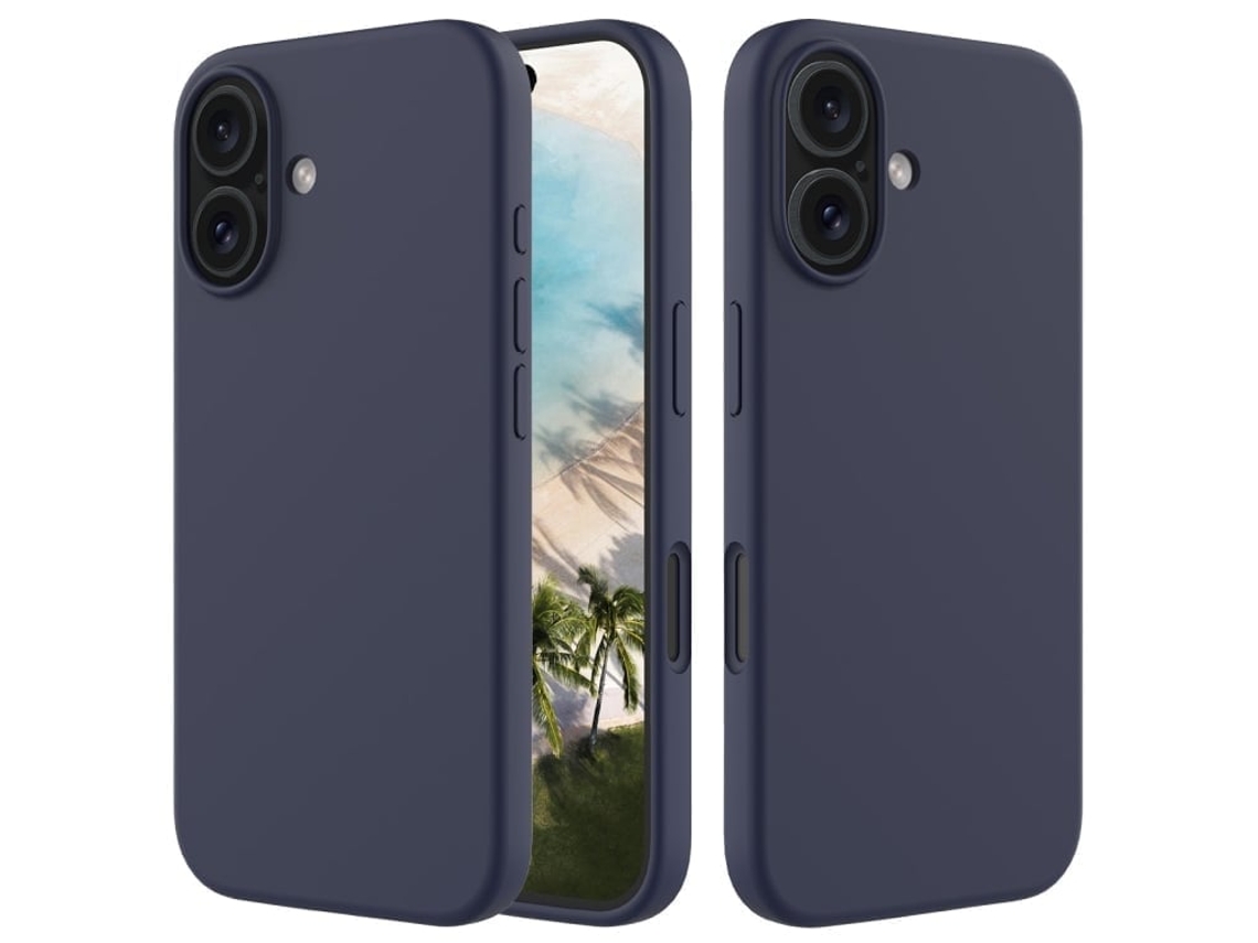 Capa De Silicone Para Iphone 16 Plus - Cor Sólida, Proteção Fina E Antiaderente - Azul Meia-noite