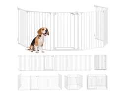 Porta de segurança Dobrável Metálico e Modular para Cão e Criança, 6 Painéis de 61 X 75 Cm Branco