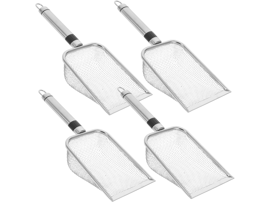 Conjunto de 4 Peneiras de aço inox Topbathy para jardim, com cabo