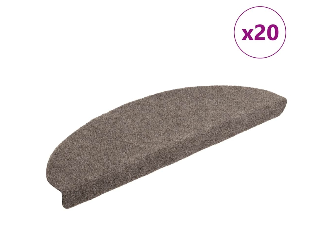 Vidaxl Tapetes De Escada Autoadesivos 20 Peças 65x21x4 Cm Bege Semicircular Grande
