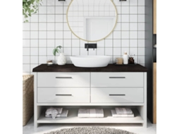 Vidaxl Bancada P/ Wc 160x60x(2-6)cm Madeira Tratada Maciça Castanho