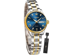 Lurelia Relógio Feminino, Movimento De Quartzo, Data/calendário, Detalhes Com Strass, Rosa Ouro, Prata