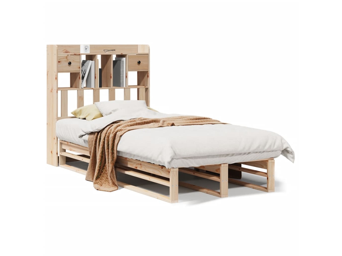 Cama com Estante Sem Colchão 90x190 Cm Pinho Maciço MAISON EXCLUSIVE