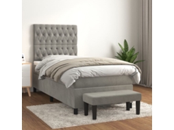 Vidaxl Cama com Molas/colchão 100x200 Cm Veludo Cinza claro