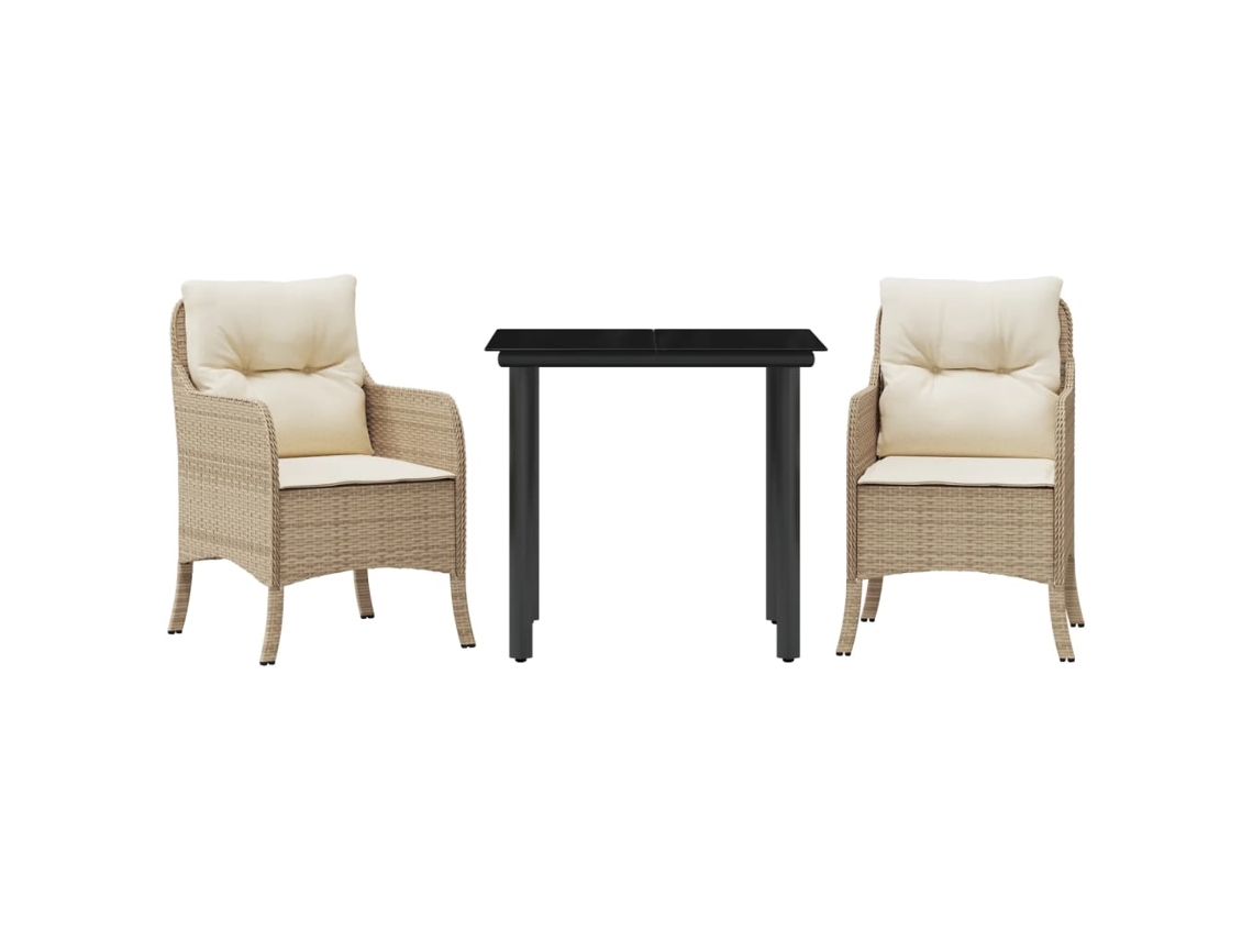 Garden Dining Set, Garden Dining Sets Vidaxl Bege Rattan / Vime (80 Cm Table Length)