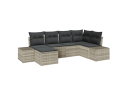 Conjunto 6 Móveis Para Exterior Vidaxl Cinzento-claro Vime Pe (184 X 62 X 85 Cm)