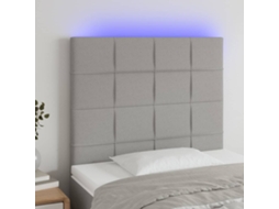 Vidaxl Cabeceira Cama C/ Luzes Led Tecido 90x5x118/128cm Cinza-claro