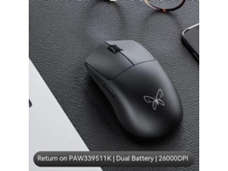Rato Yizhood Ms301 Jogo De E Sports De Escritório De Presente Leve De Três Modos Sem Fio Paw3395 Rgb 2.4ghz Preto