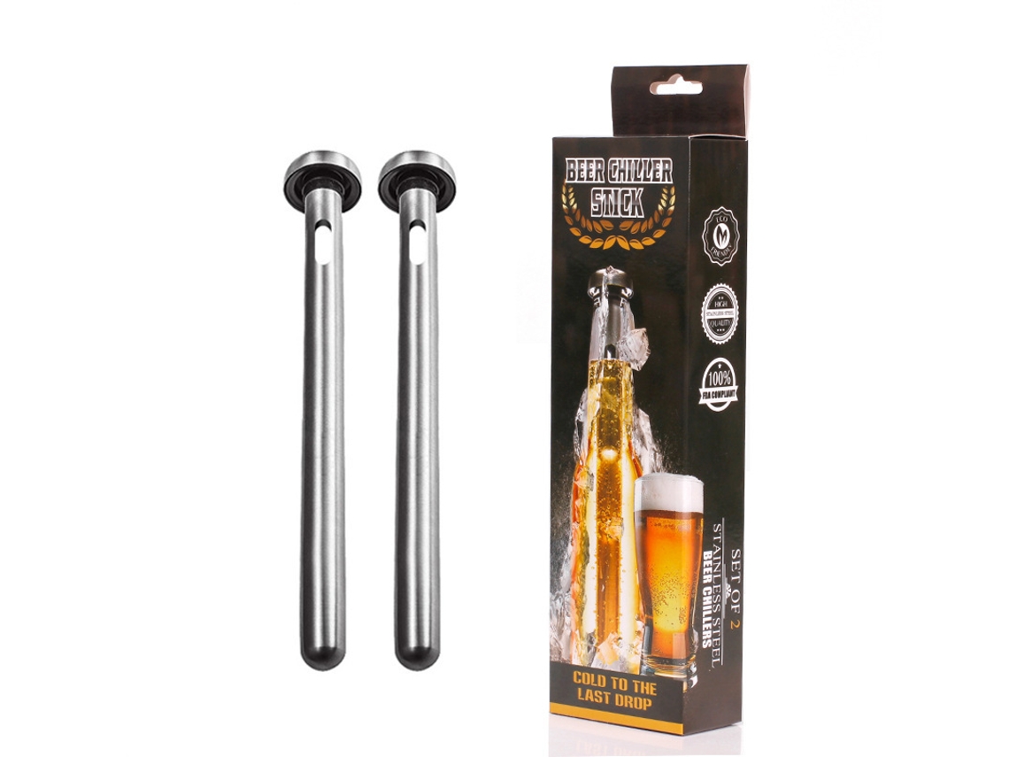 Palitos de Gelo em Aço Inoxidável 304 para Cerveja e Vinho Congelamento Rápido 2 Unidades BRILVIBERA