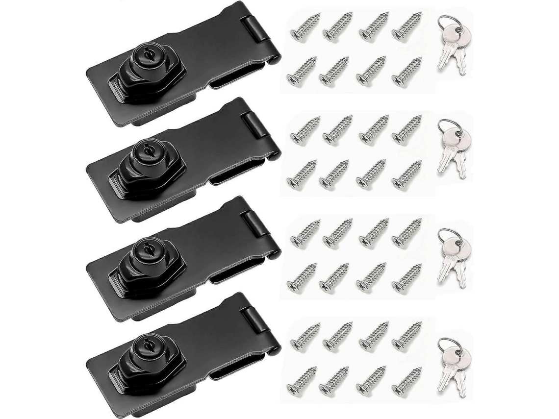 Cadeados De Hasp Com Chave E Botão Giratório, Para Armários, 4 Unidades, De 2,5 A 3 Polegadas