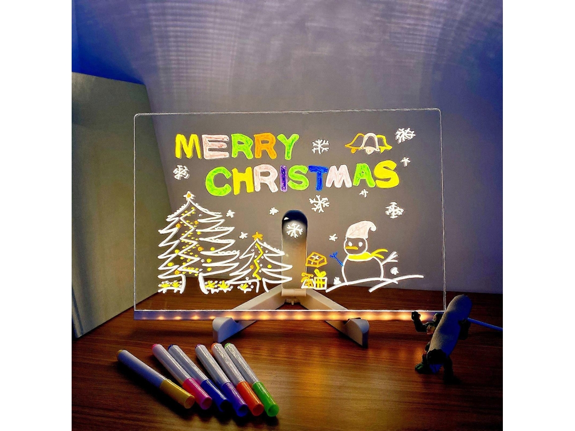 Marcador Acrílico Luminoso, Quadro Branco Acrílico Com Suporte, Bloco De Notas Adesivas Transparente Led Para Mesa Aquaforge