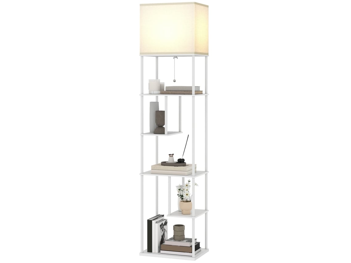 Luminária de Chão com Prateleiras Brilho e Temperaturas de Cor Ajustáveis ​​3000k 6500k e Timer 40x29x171 Cm Branco ORBITRA COMMERCE