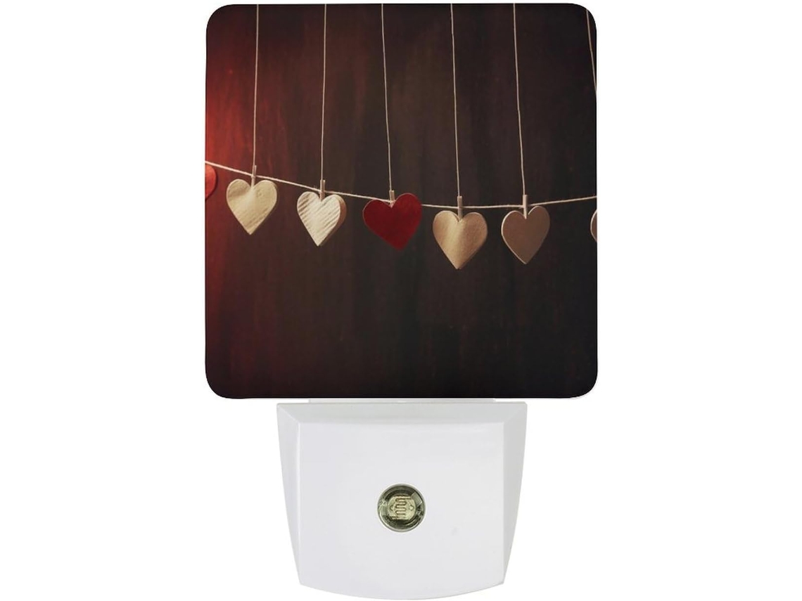 Luminária de parede em formato de coração com Fio, sensor de brilho, luz LED branca, lâmpada econômica.