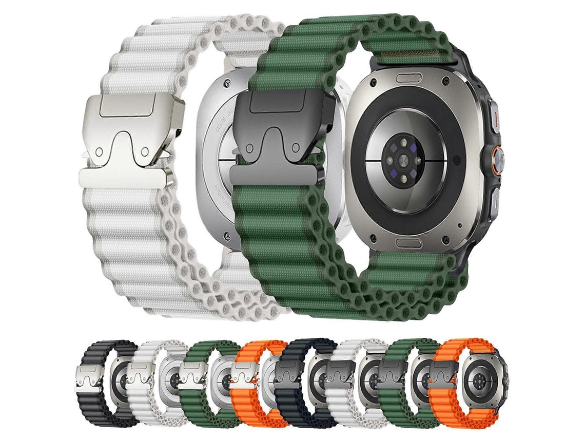 Pulseira De Nylon Canelado Largo Com Fivela De Paraquedas Para Samsung Galaxy Watch Ultra 47mm / Ultra 2025
