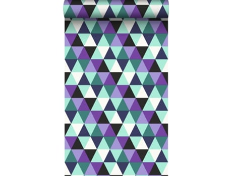 Papel De Parede Triângulos Gráficos Púrpuraeazul Celeste Claro 53 Cm X 10,05 M Origin Wallcoverings