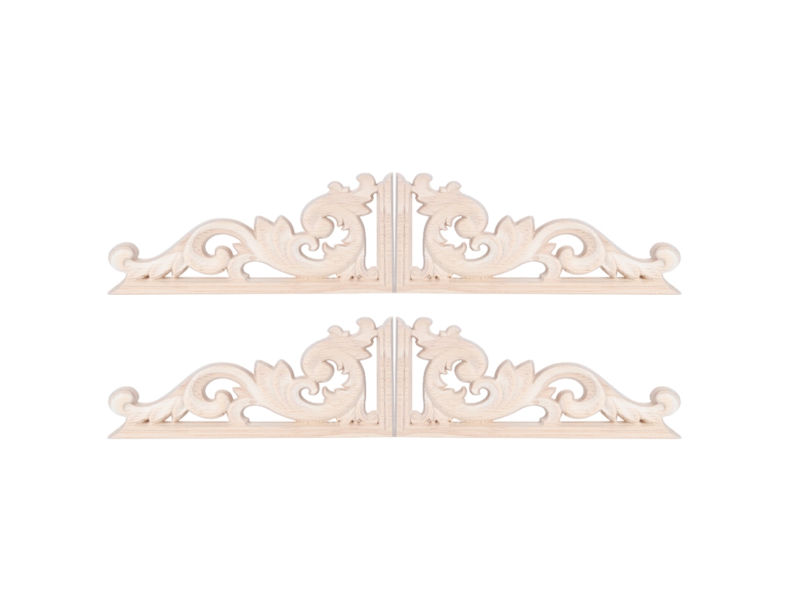 Aplicativo De Canto De Madeira Vintage Europeu 4pcs 13x7cm
