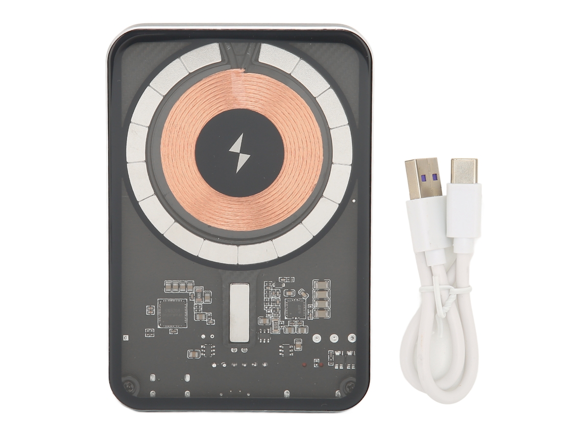 Banco De Energia Magnético Sem Fio 10000mah Banco De Energia Magnético Transparente Portátil Para Telefones Celulares Fones De Ouvido Bluetooth E44b 1