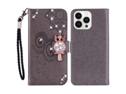 Capa Para Iphone 15 Pro Pele Sintética Cinzento