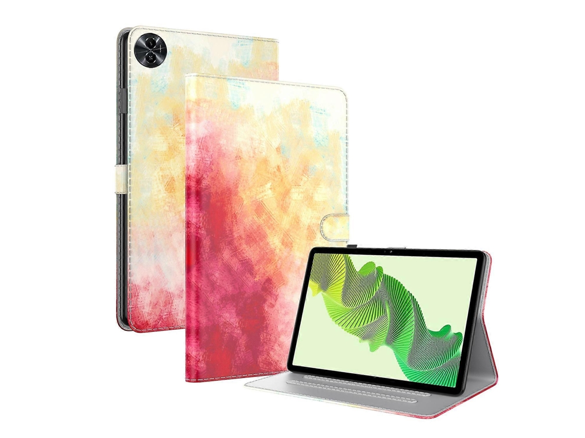 Capa De Couro Com Estampa Aquarela Para Tablet Realme Pad 2