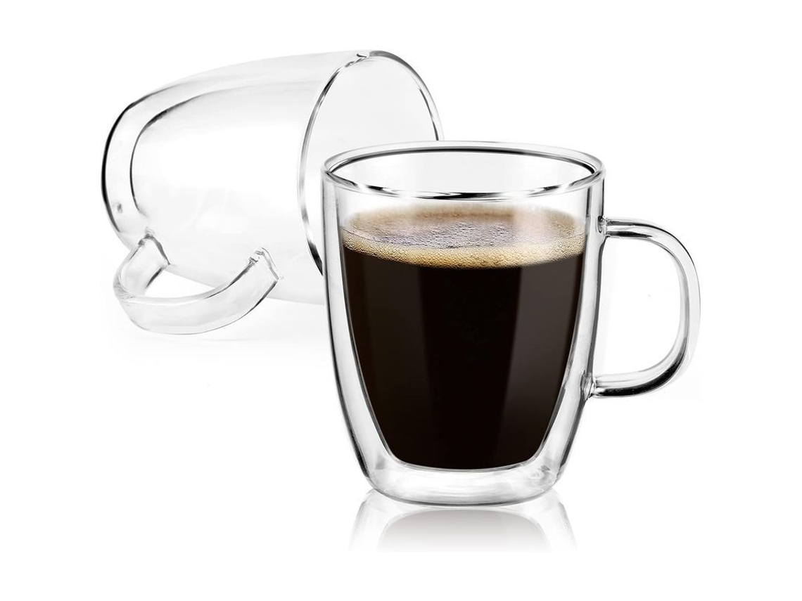 Canecas de vidro de parede dupla Rebe, 355 ml (12 onças), isoladas e resistentes ao calor, para café, chá, cappuccino e latte.
