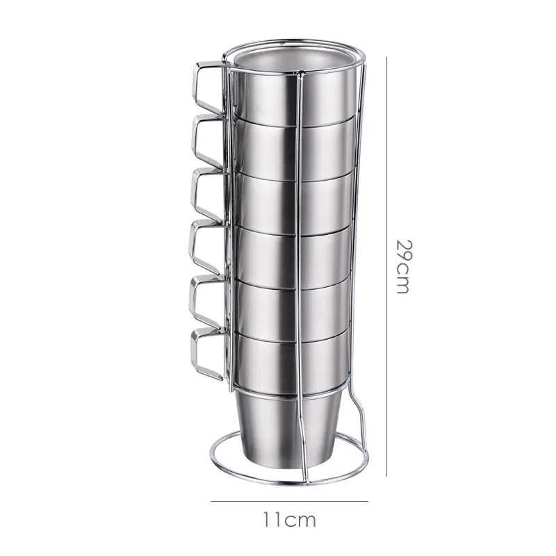 Conjunto De 6 Canecas De Café Com Parede Dupla E Isolamento Térmico, Em Aço Inoxidável 304 (300 Ml).