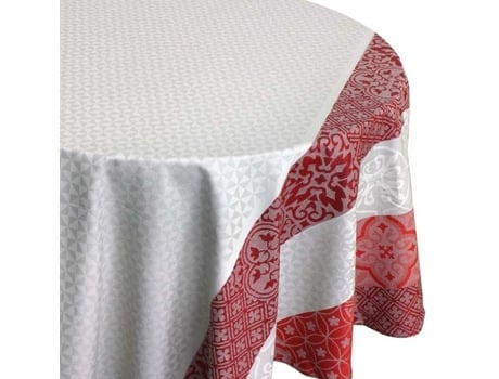 Toalha De Mesa Ovalada Revestida Mosaã¯que Vermelha 170x240 Cm