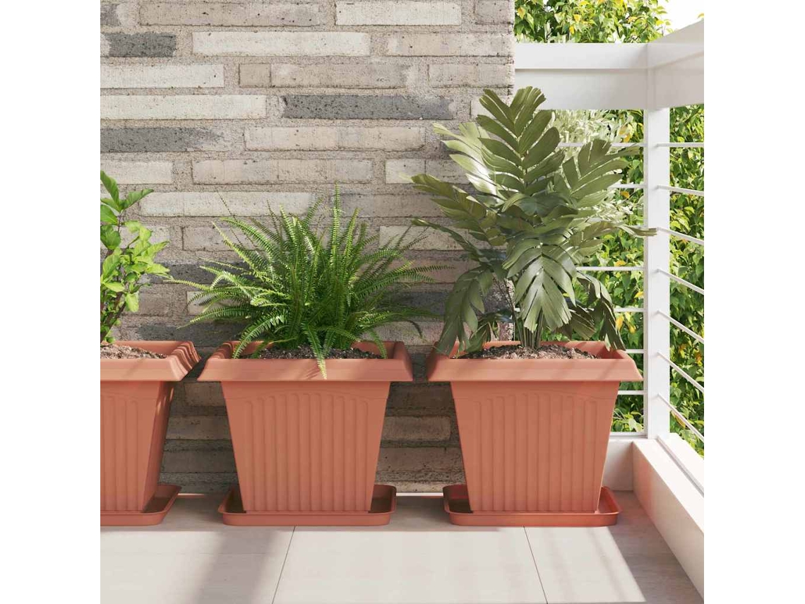 Vidaxl Vasos De Plantas 24 Unid. Vermelho Tijolo Plástico