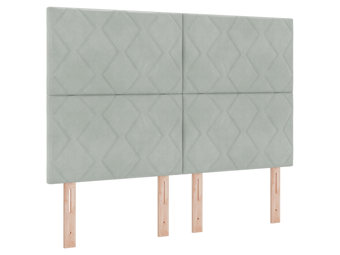Conjunto 1 Cabeceira Estofada Vidaxl Cinzento-claro Veludo (144 Cm)